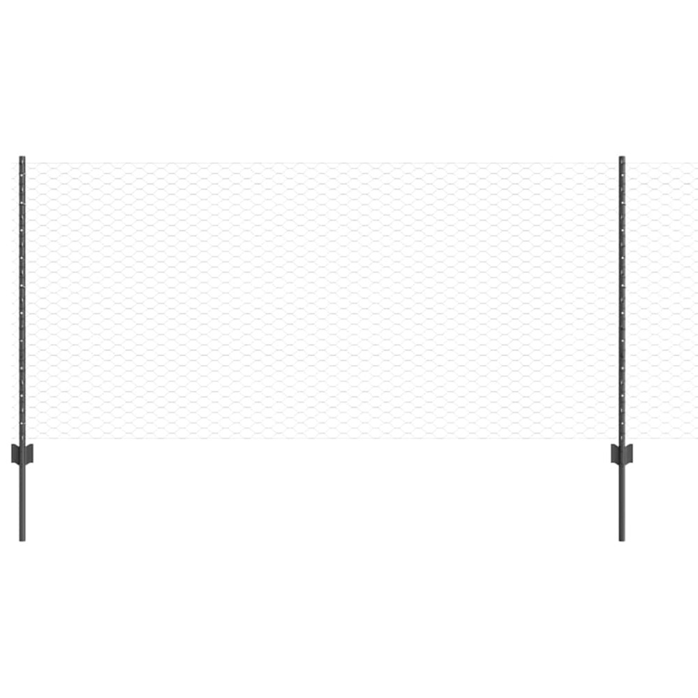 Clôture avec poteau gris 1 x 25 m acier