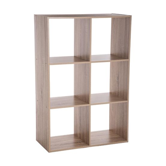 Meuble étagère 6 cases de rangement effet bois naturel h 100.5 cm