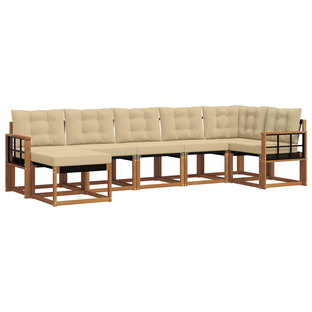 Ensemble de canapés d'extérieur 7 pcs naturel et beige