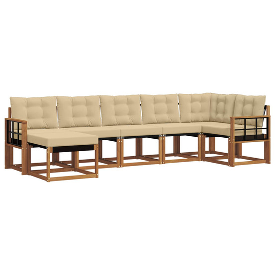 Ensemble de canapés d'extérieur 7 pcs naturel et beige