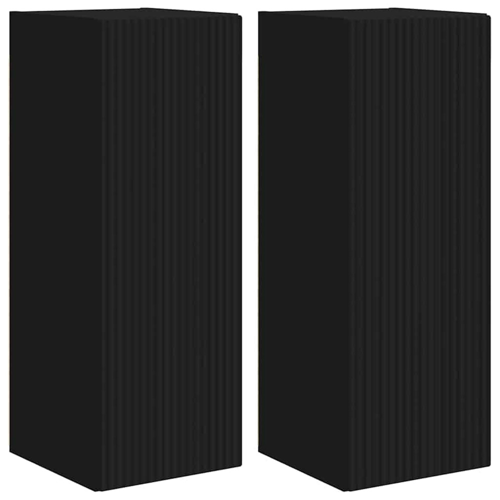 Meuble tv mural 2 pcs noir 30 x 31 x 80 cm bois d'ingénierie