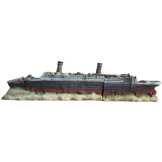 Décoration épave du titanic en deux parties 38 x 9,5 x 5,5 cm aquarium