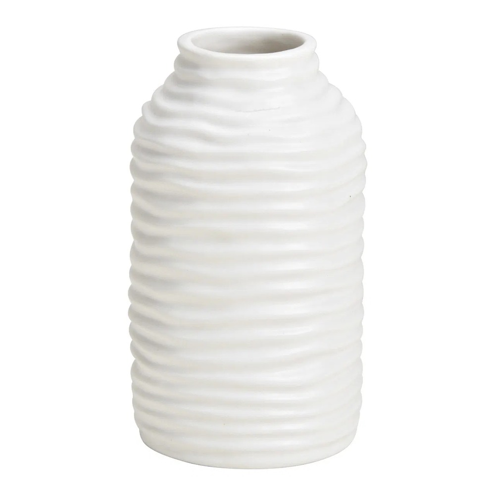 Petit vase blanc strié