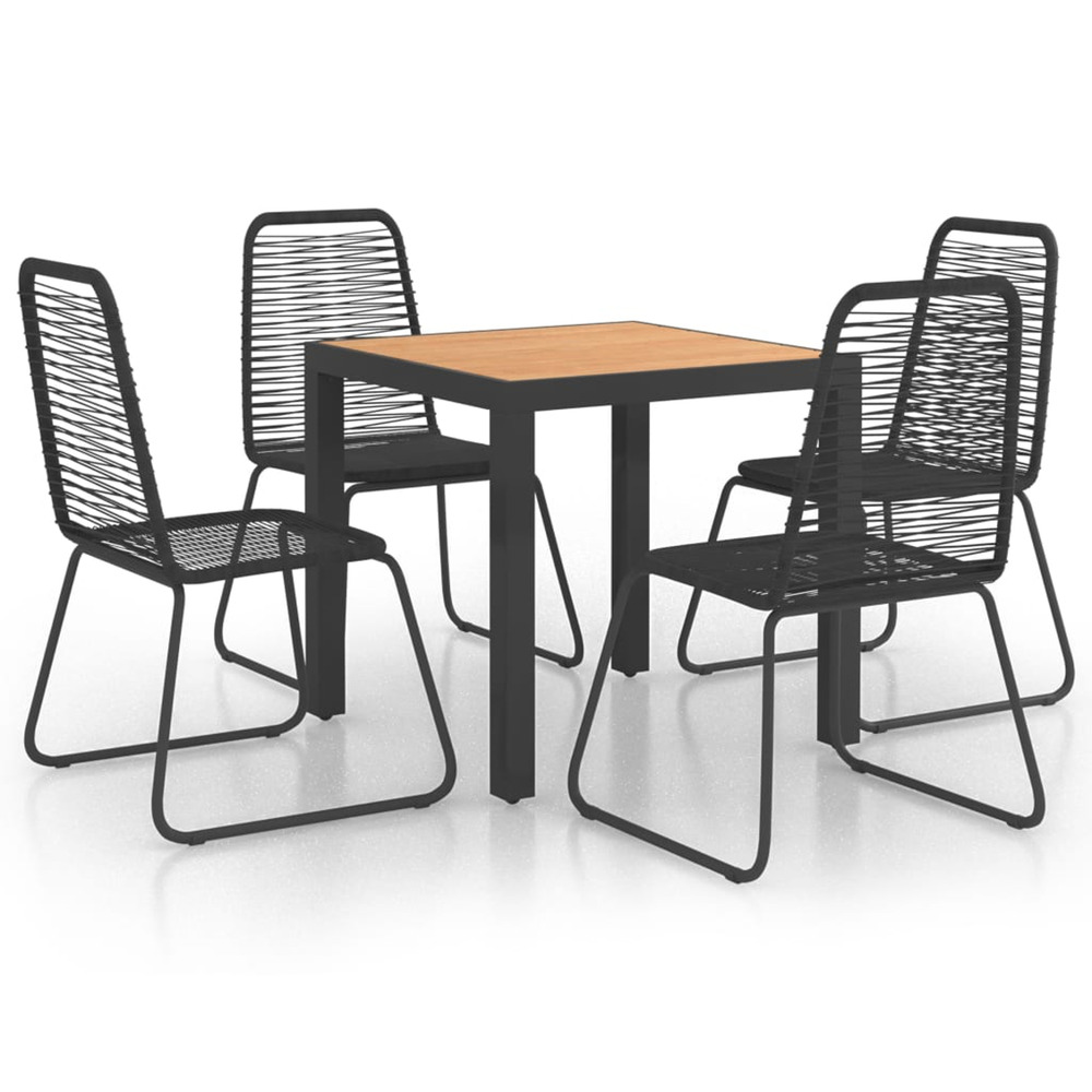 Ensemble à manger de jardin 5pcs pvc résine tressée noir marron