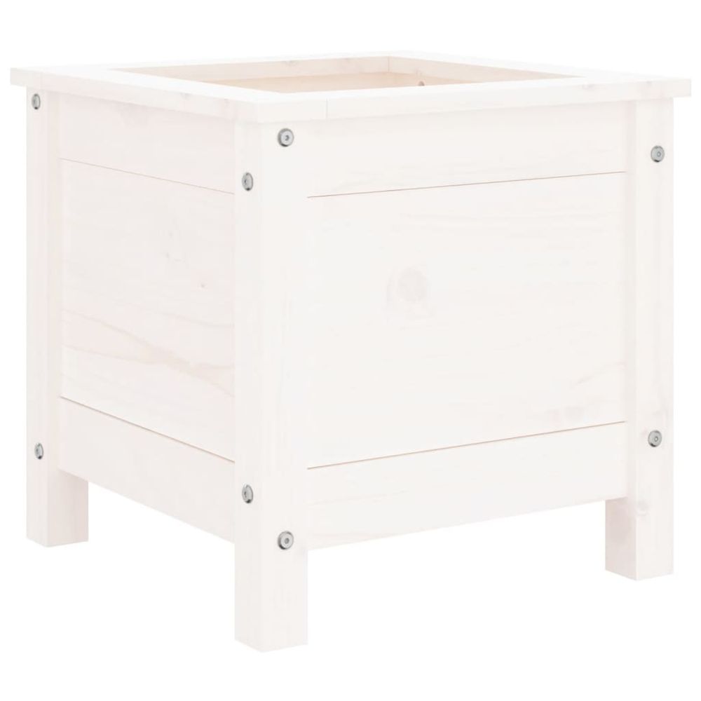 Jardinière d'extérieur blanc 40x40x39 cm bois massif de pin