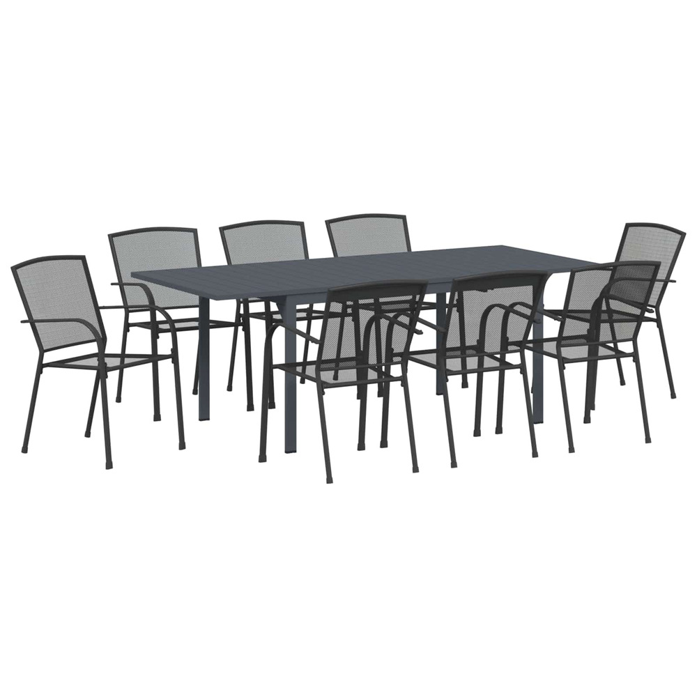 Ensemble de salle à manger pour jardin 9 pcs anthracite acier