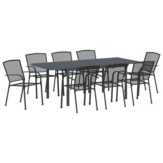 Ensemble de salle à manger pour jardin 9 pcs anthracite acier