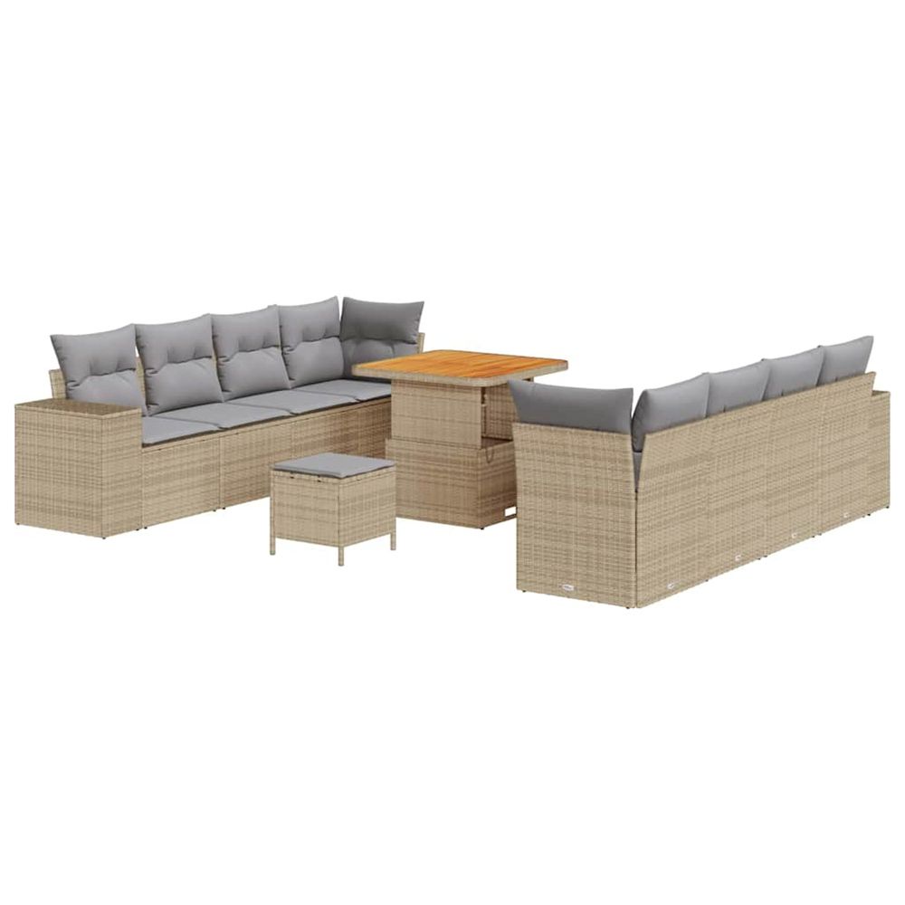 Ensemble de canapé de jardin 11 pc beige polyrotin