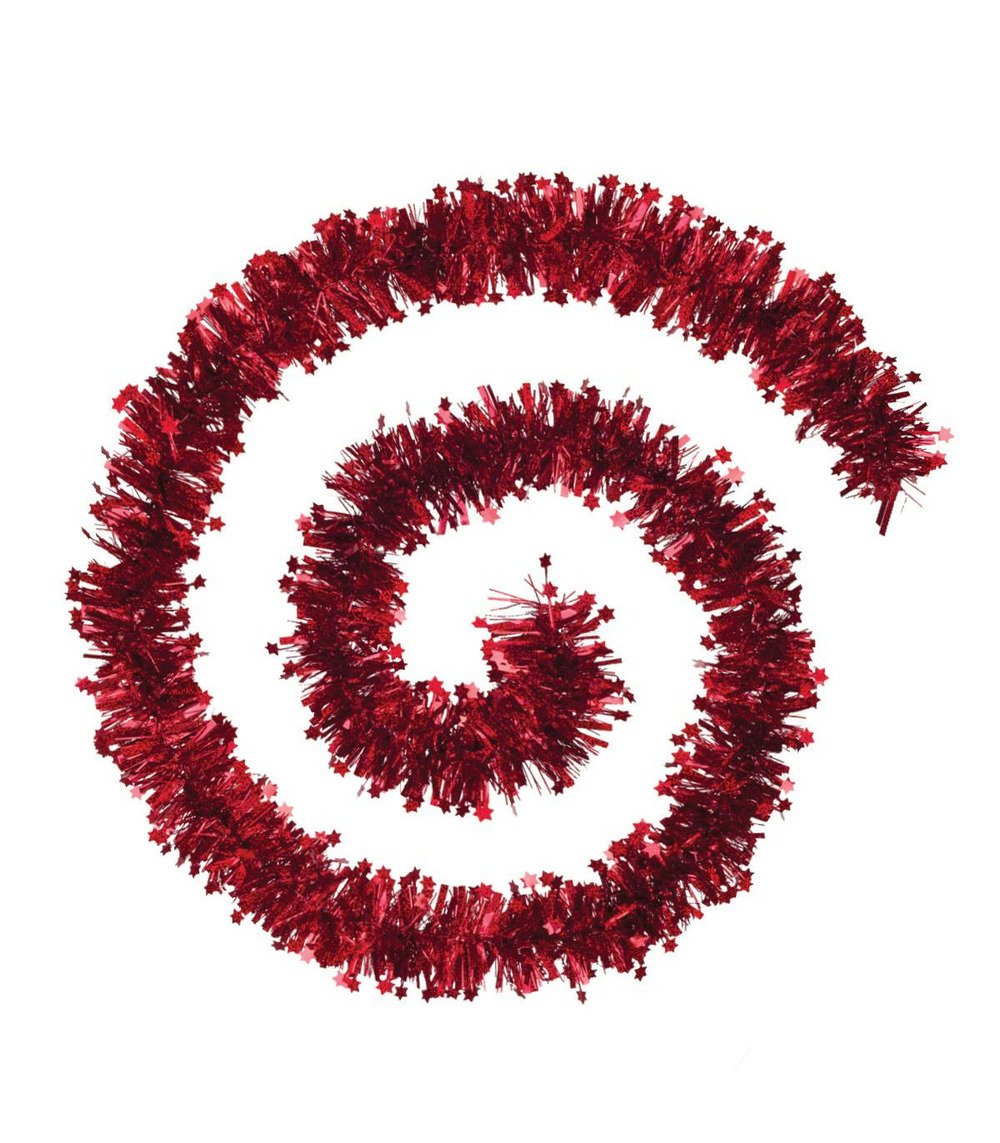 Guirlande de noël large 10 cm avec étoiles laser rouge acier longueur 2 mètres