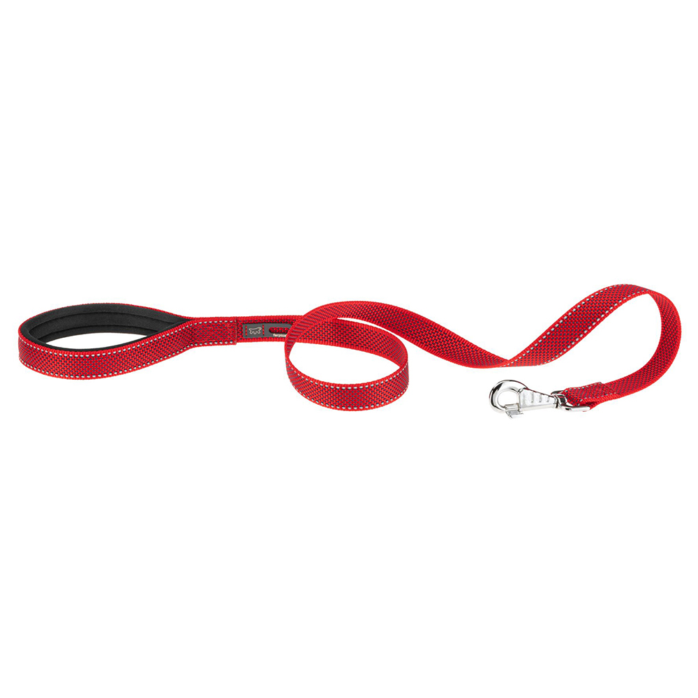 Laisse réfléchissante pour chiens daytona deluxe g25/120, support sachets hygieniques, poignée rembourrée, rouge-noir