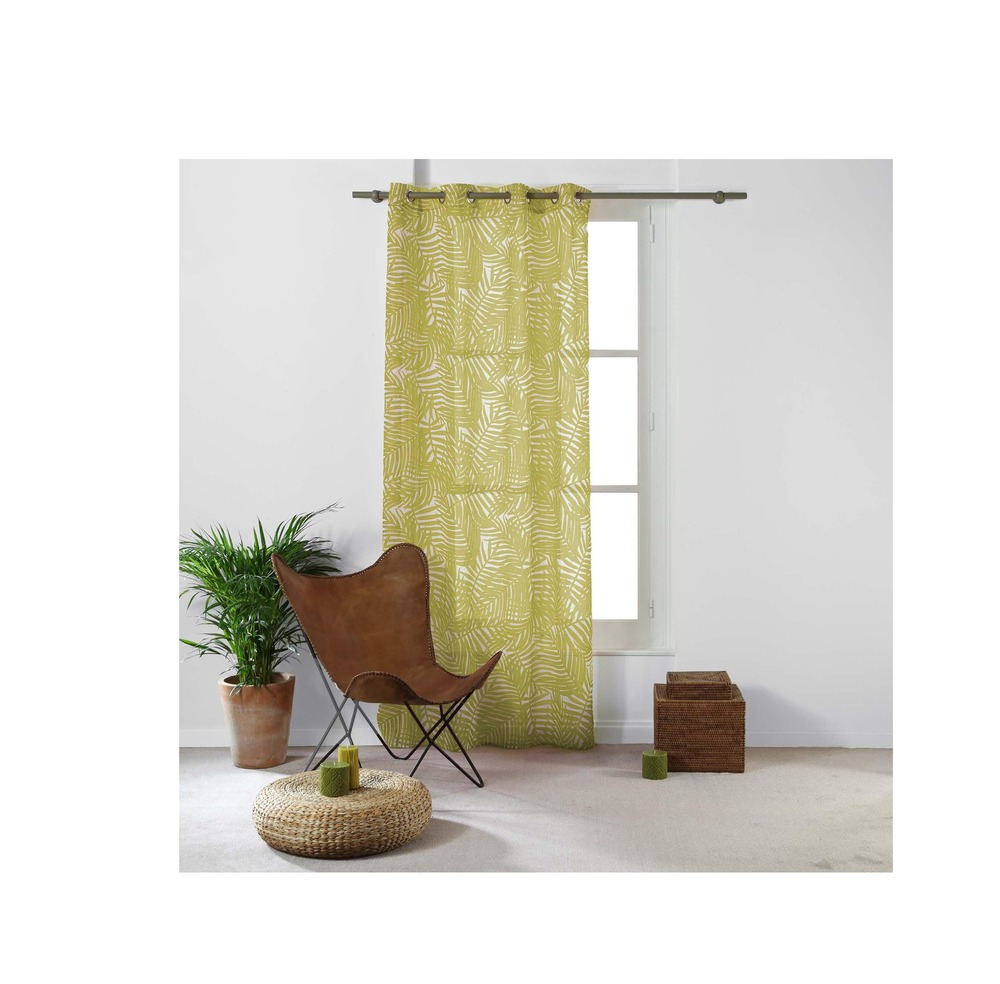 Panneau a oeillets voilage eucalys jaune 140 x 240 cm