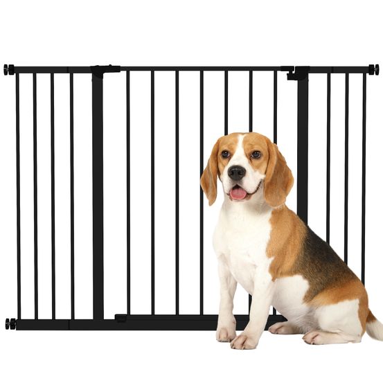 Barrière de sécurité extensible métal pour chien et bébé portes et escaliers 76-107 cm noir