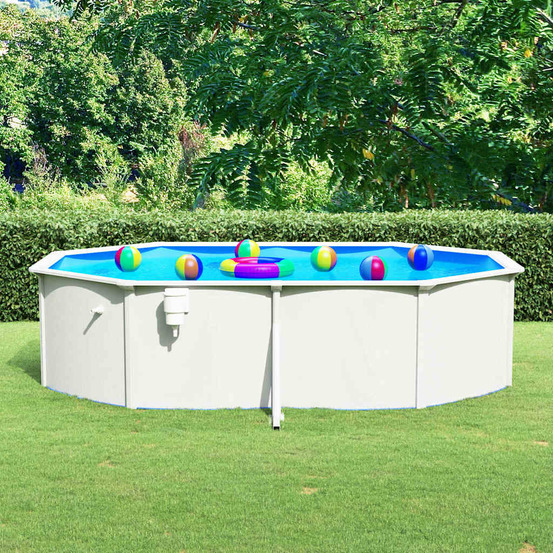 Piscine ovale avec parois en acier 490x360x120 cm blanc