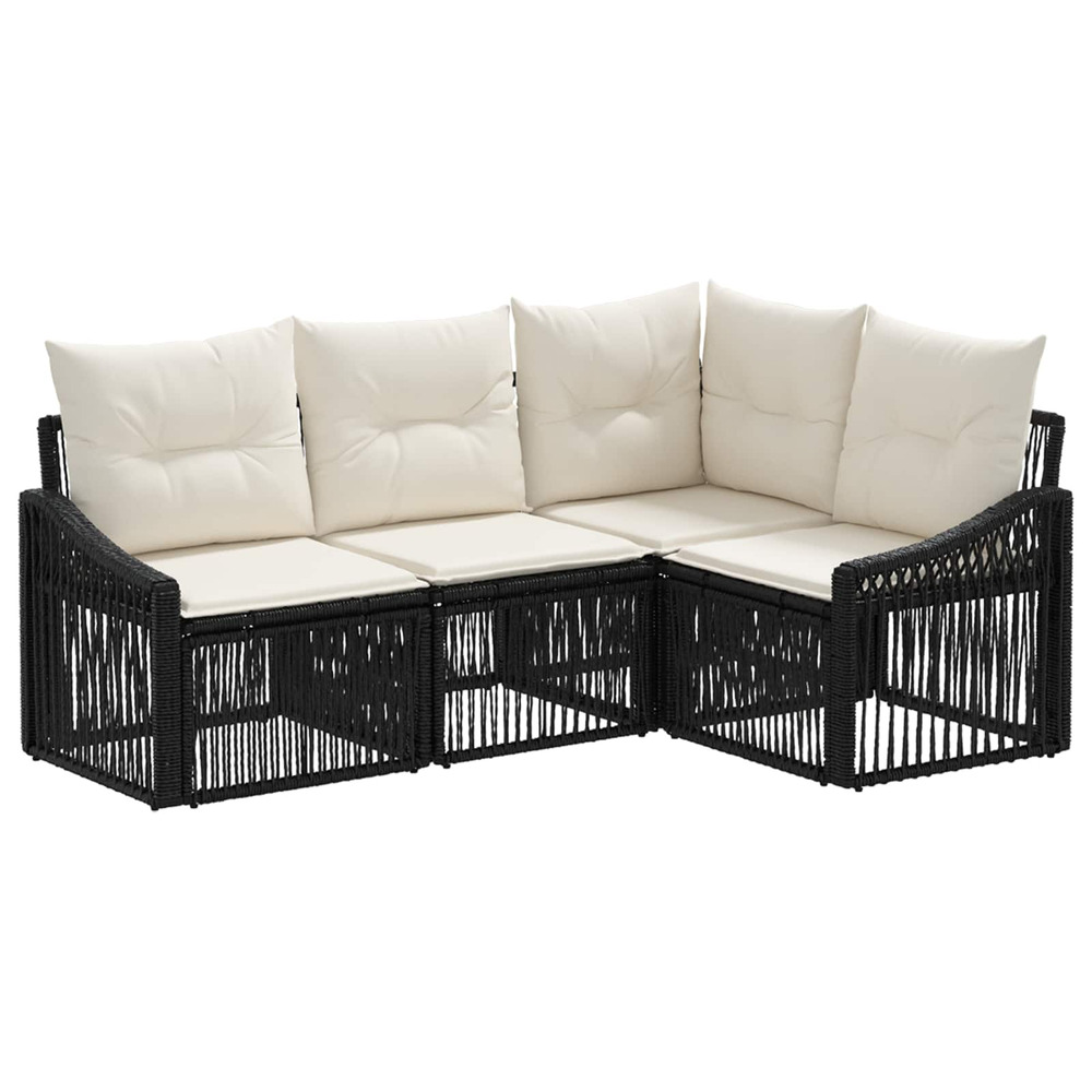 Ensemble de canapé de jardin 4 pcs noir polyrotin
