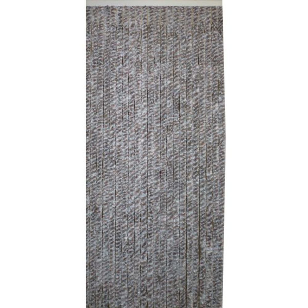 Rideau de porte en fibres synthétiques chenilles chiné brun, bleu, blanc