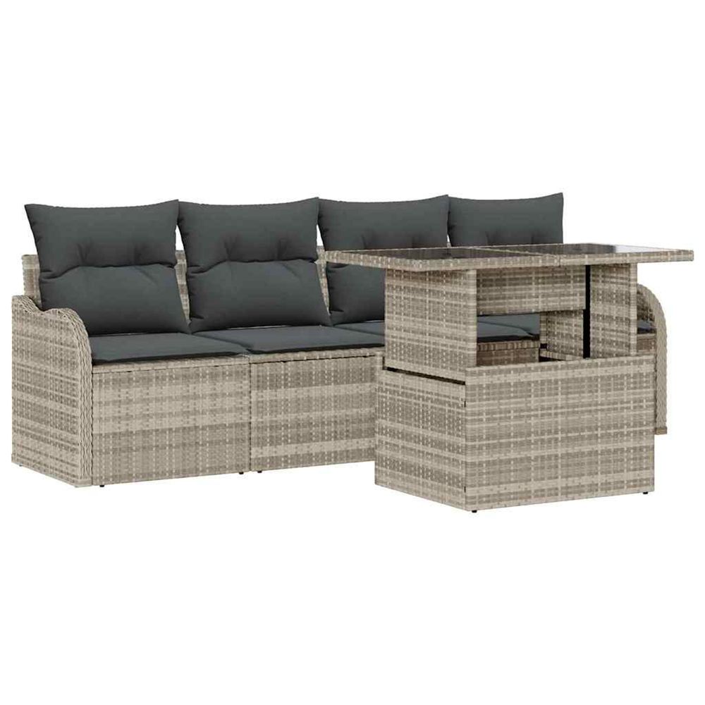 Ensemble de canapé de jardin 5 pc 4-nombre de places gris clair