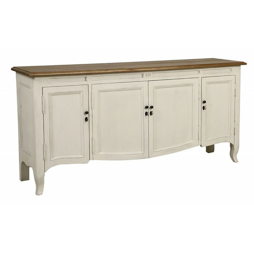 Buffet bas 4 portes 1 tiroir bois blanc - manoir interior's