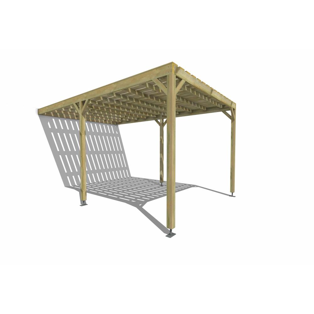 Pergola bois • 3m x 5m • adossée • sens largeur • platelage bois • livraison comprise