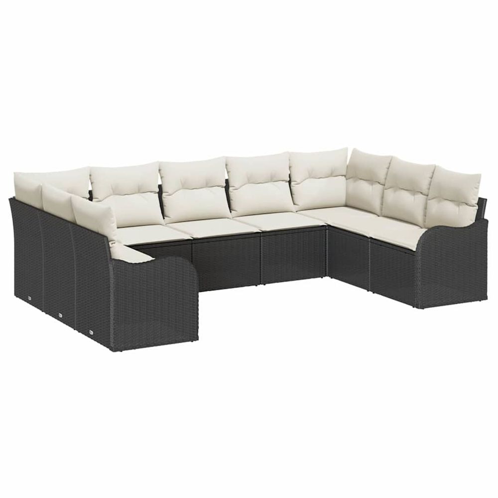 Ensemble de canapé de jardin 9 pc noir polyrotin