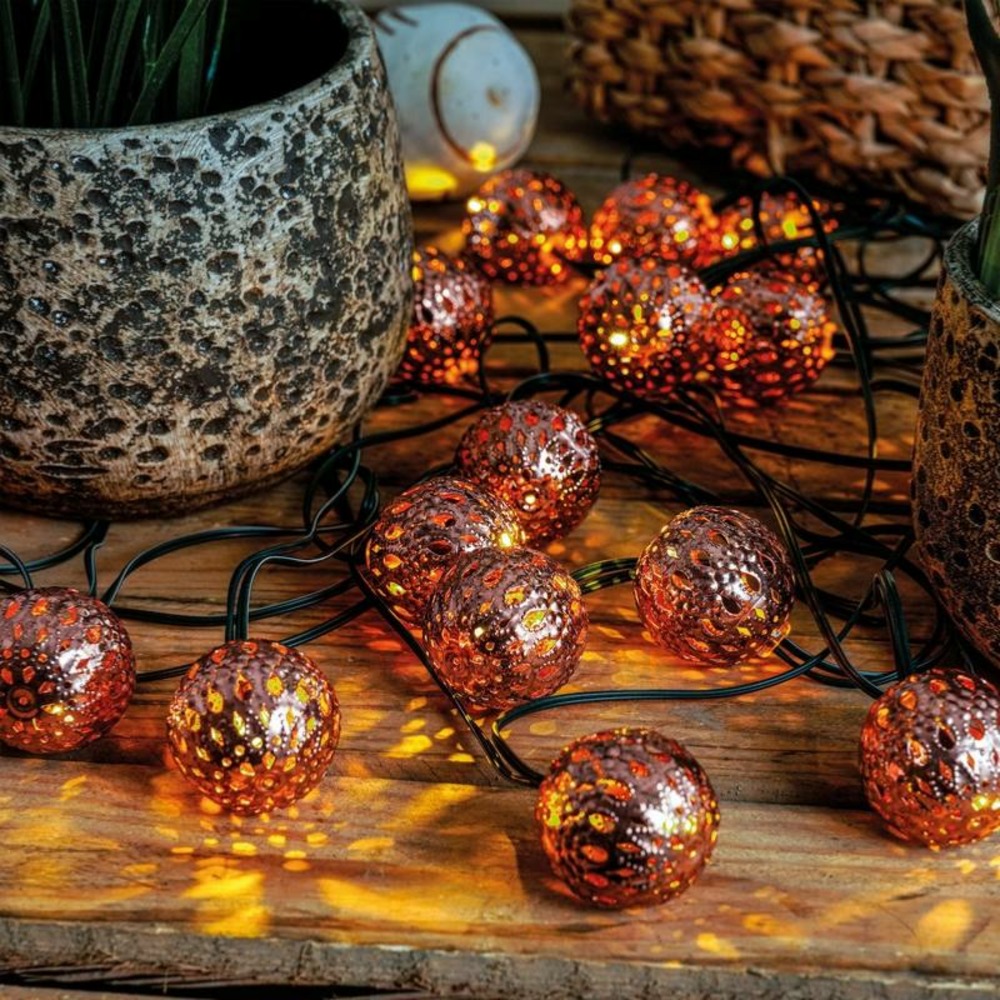 Guirlande solaire orientale 20 lampions led blanc chaud