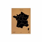 Carte en liège - woody map naturel france / 60 x 45 cm / noir / cadre blanc