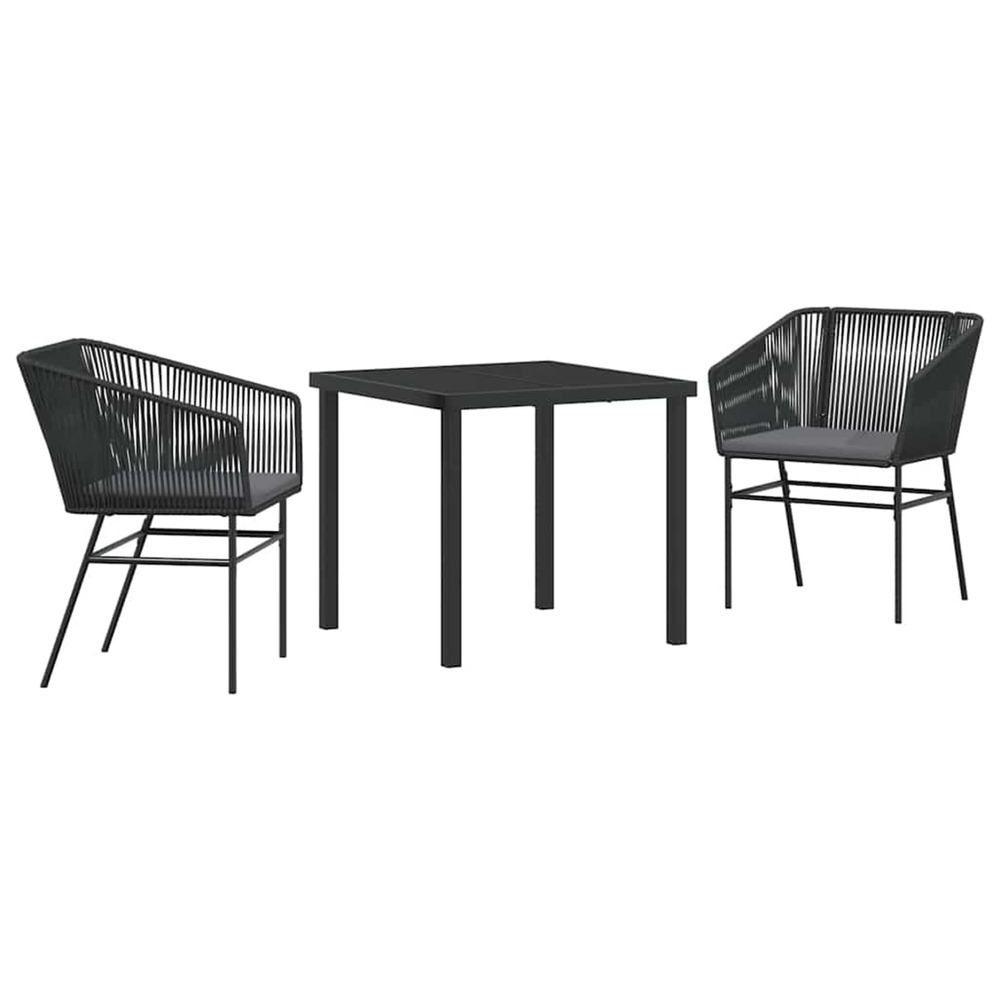 Ensemble de salle à manger pour jardin avec coussin 3 pcs noir