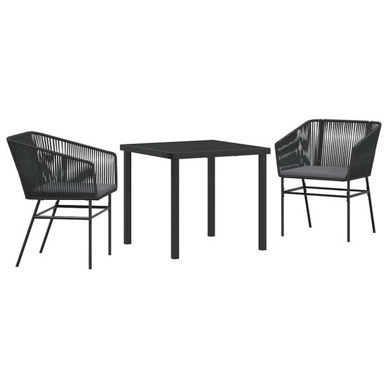 Ensemble de salle à manger pour jardin 3 pcs noir poly rotin