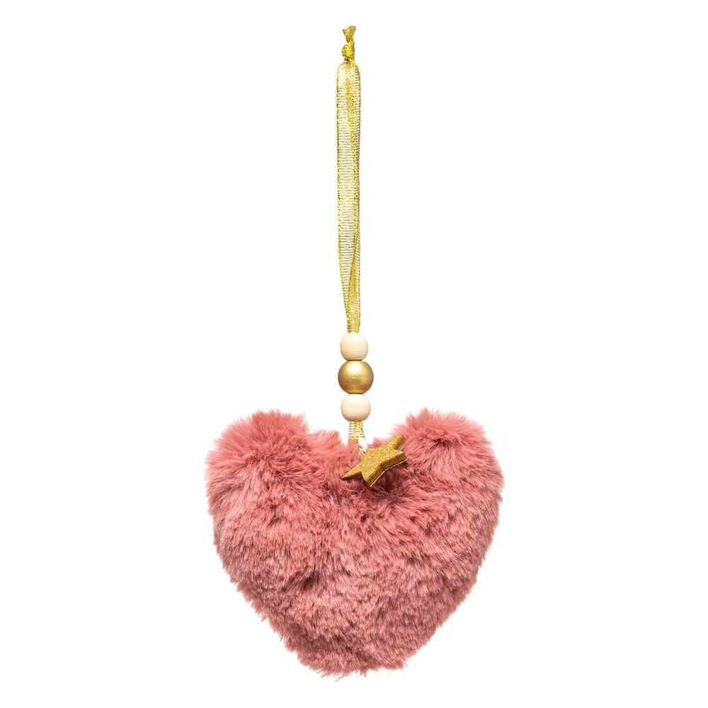 Sujet cœur fourrure 10cm assorti