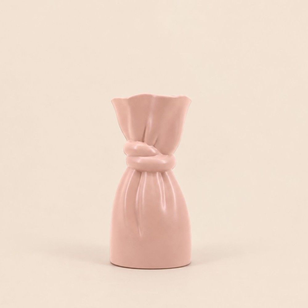 Vase en céramique forme noeud rose 26cm
