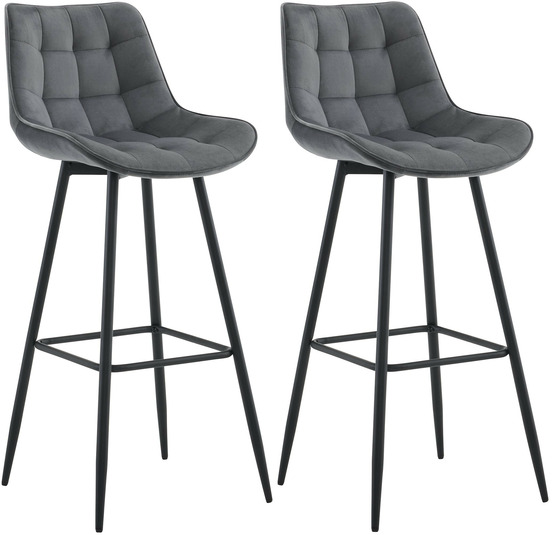 Lot de 2 tabourets de bar dartford velours