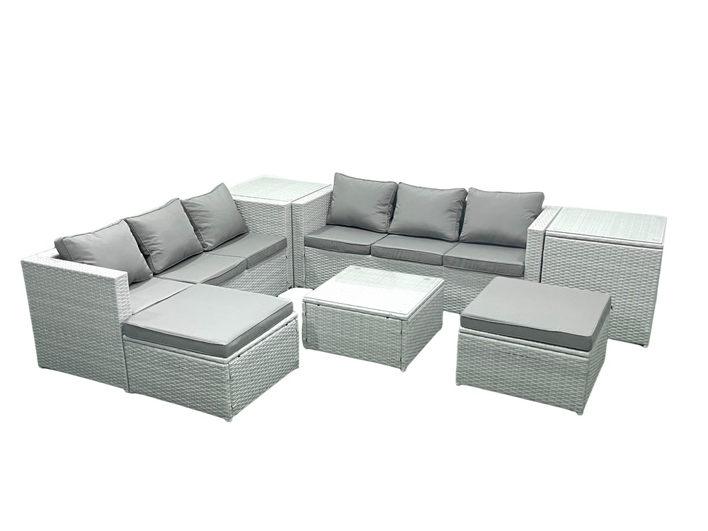 Ensemble de meubles de jardin en rotin 8 places ensemble de canapés de jardin avec 2 grand tabourets 2 tables d'appoint