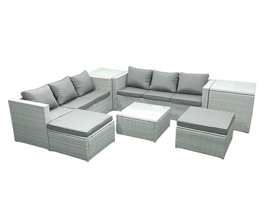 Ensemble de meubles de jardin en rotin 8 places ensemble de canapés de jardin avec 2 grand tabourets 2 tables d'appoint