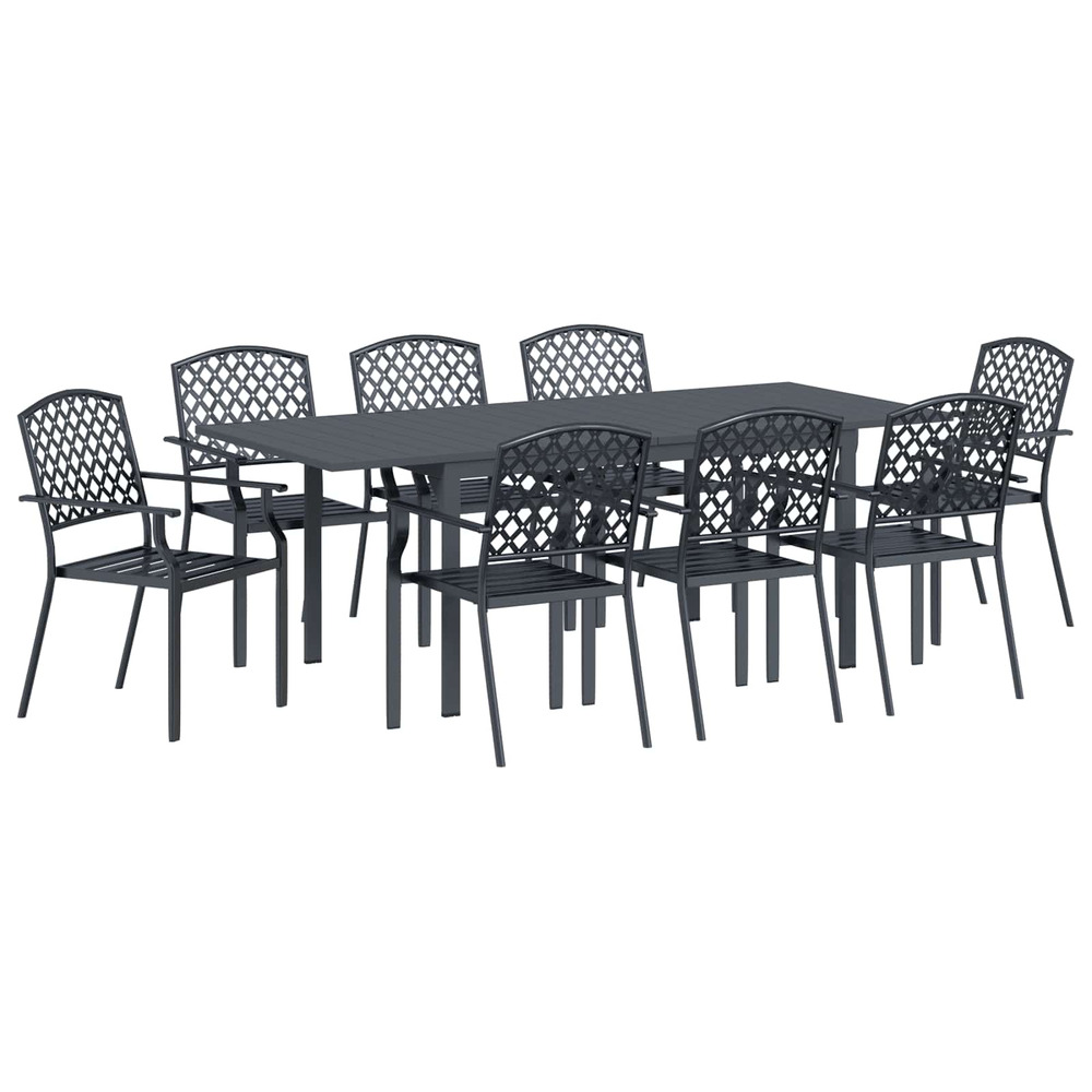 Ensemble de salle à manger pour jardin 9 pcs anthracite acier