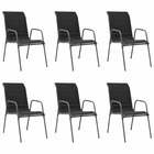Chaises empilables de jardin 6 pcs acier et textilène noir
