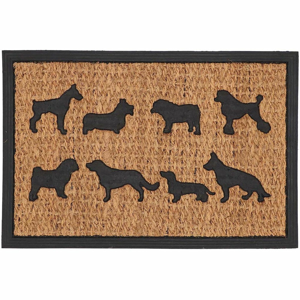 Paillasson coco et caoutchouc 60 x 40 cm chiens