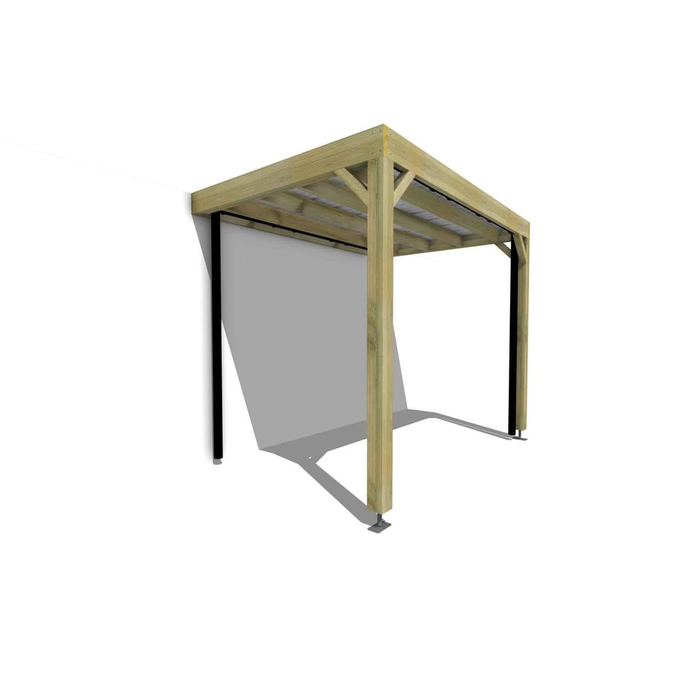 Carport bois adossé 7 m² • 3 x 2 m • hauteur de passage 2,37 m • sens largeur • livraison comprise