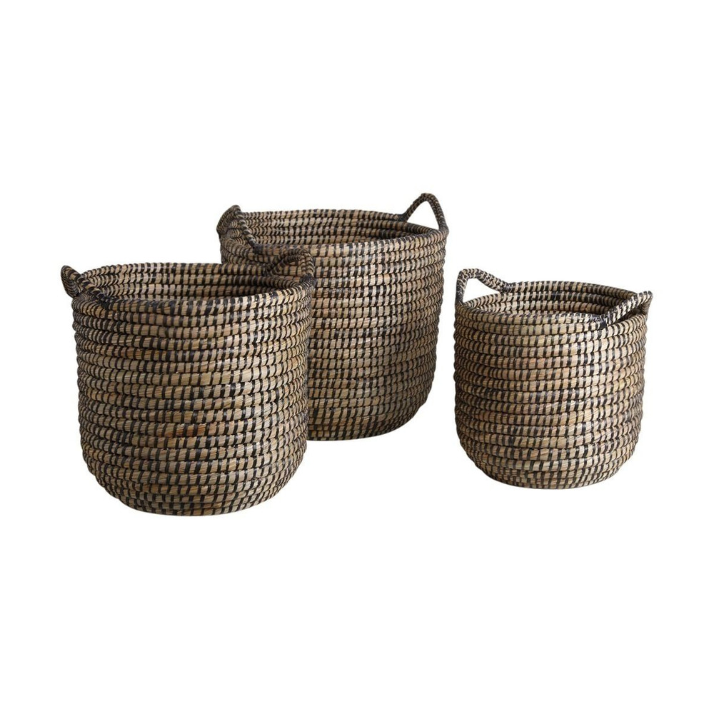 Cache-pots ronds en jonc (lot de 3)