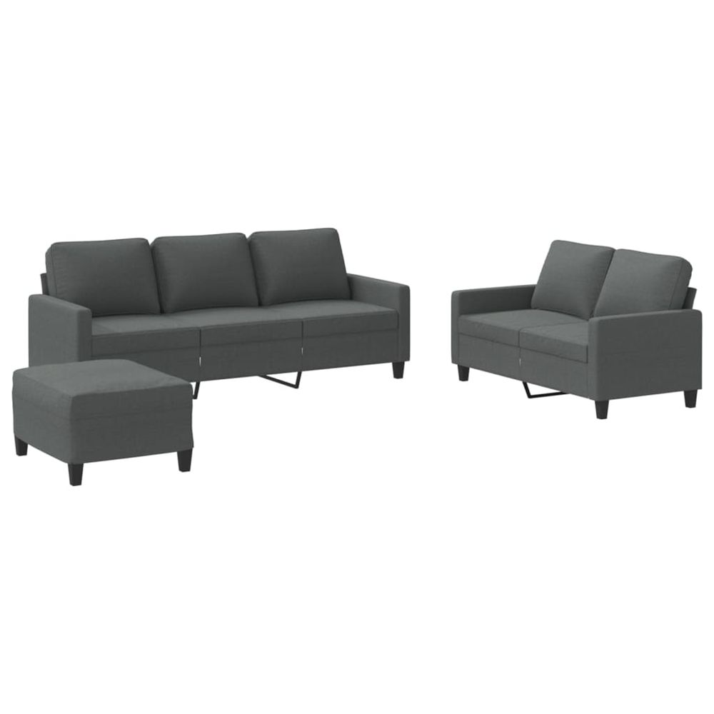 Ensemble de canapés 3 pcs avec coussins gris foncé tissu