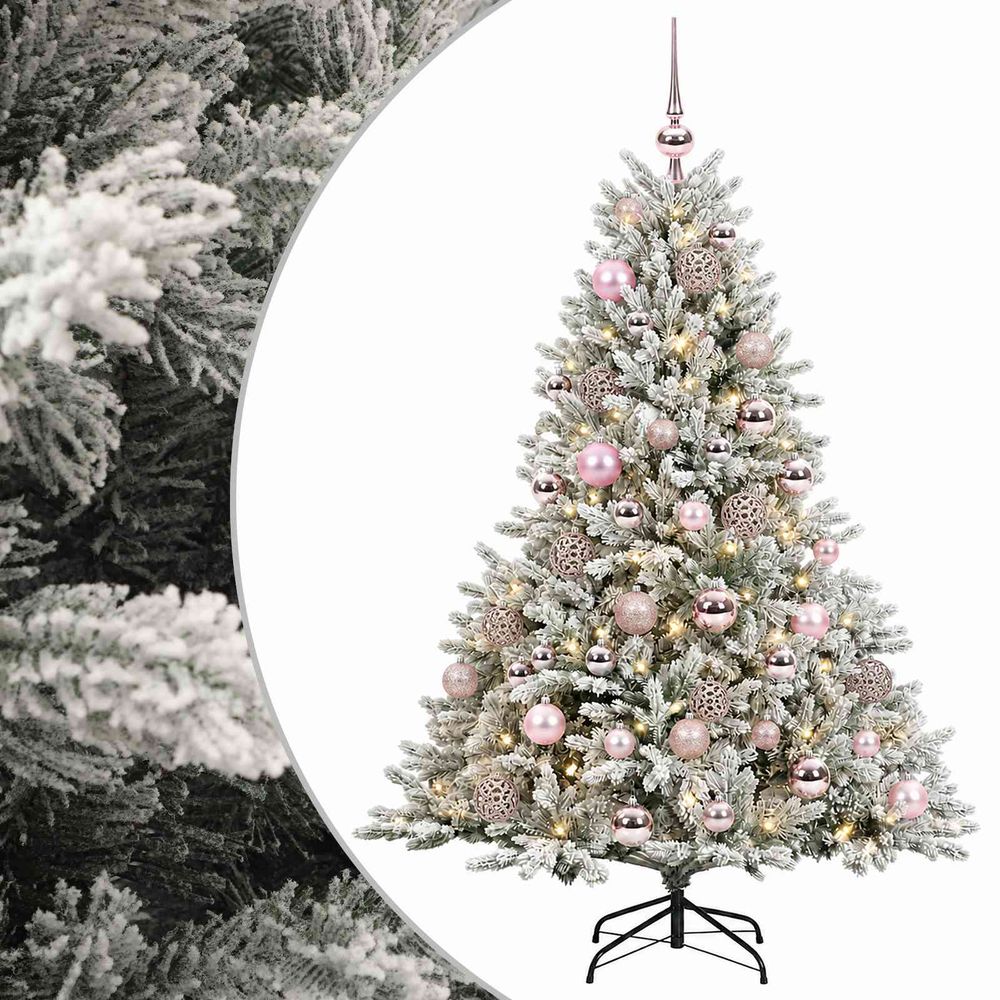 Sapin de noël artificiel avec boules 120 cm 150 led blanc chaud