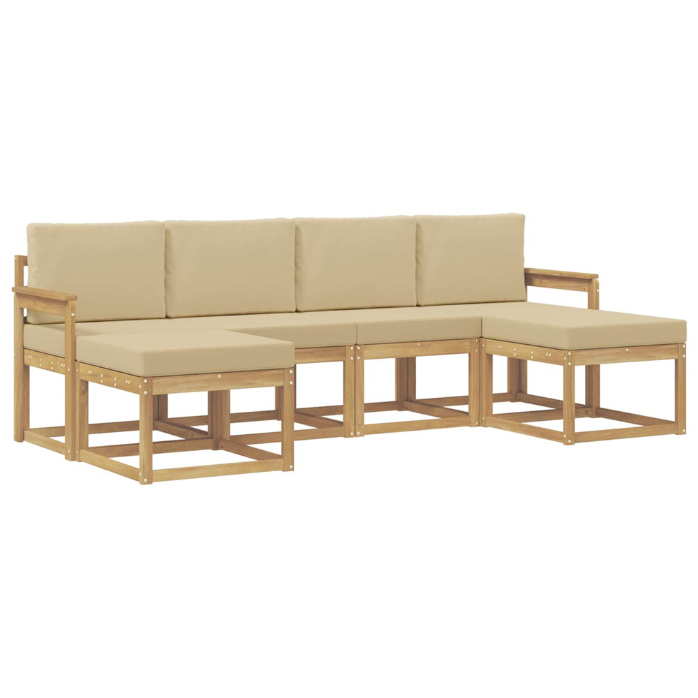 Ensemble de canapés d'extérieur 6 pcs blanc et beige polyester