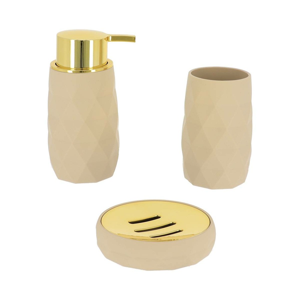 Set gobelet distributeur a savon et porte savon abs + rubber - beige