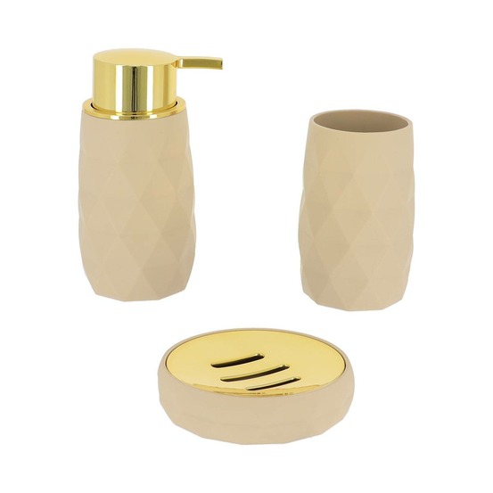 Set gobelet distributeur a savon et porte savon abs + rubber - beige