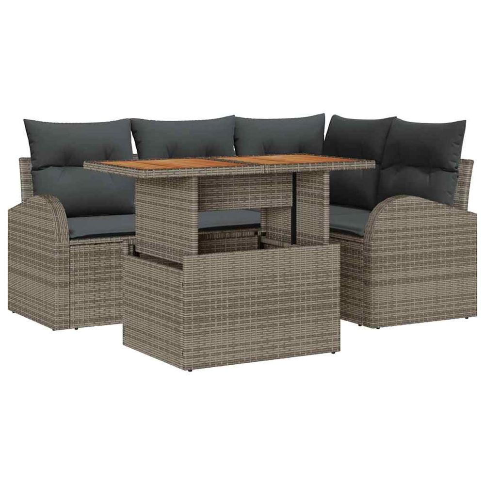 Ensemble de canapé de jardin 5 pc gris poly rotin