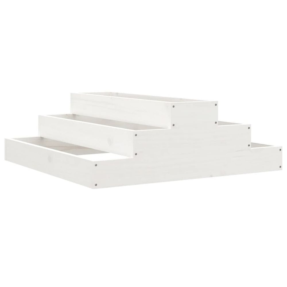 Jardinière blanc 80x80x27 cm bois massif de pin