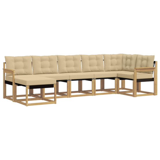 Ensemble de canapés d'extérieur 7 pcs blanc et beige