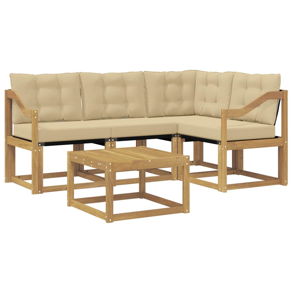 Ensemble de canapés d'extérieur 5 pc blanc et beige