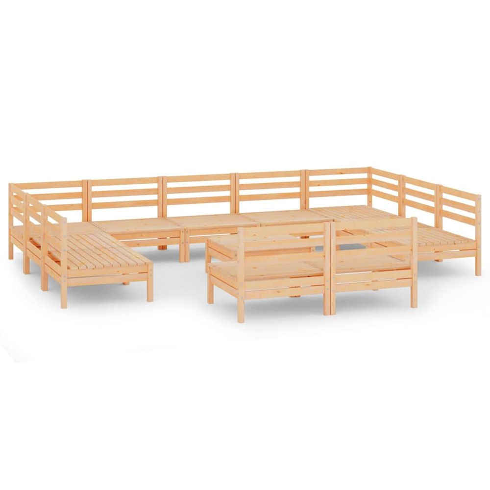Salon de jardin 12 pcs bois de pin massif