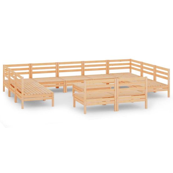 Salon de jardin 12 pcs bois de pin massif