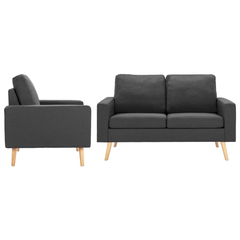 Ensemble de canapés 2 pcs tissu gris foncé