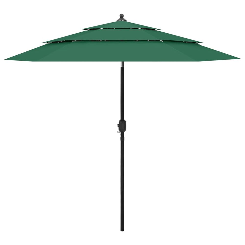 Parasol de jardin à 3 niveaux avec mât en aluminium vert 2,5 m